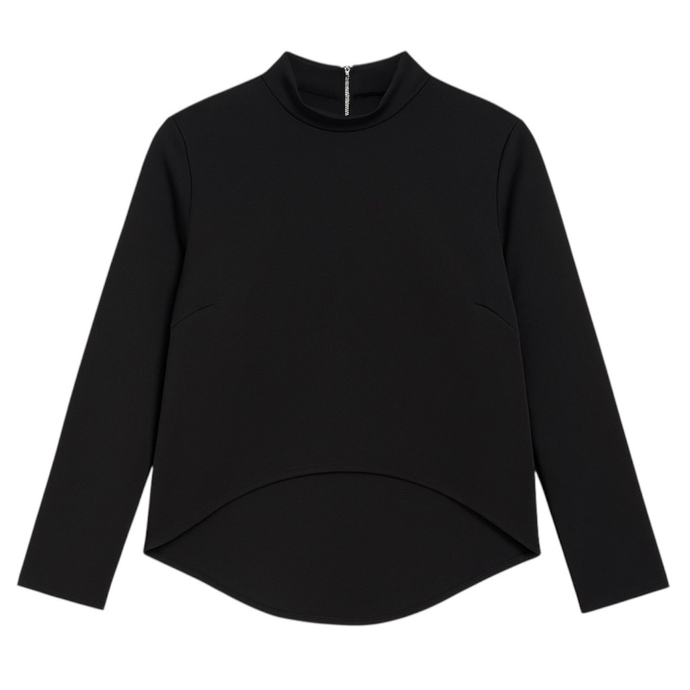 Black Zara Long Sleeve Blouse with Back Zip